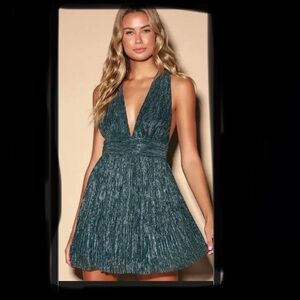 Lulus Blue/Turquoise Glitter Mini-Dress Size Large